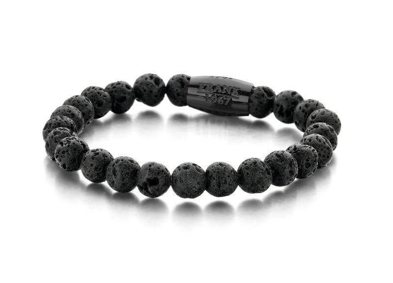 Beaded Bracelet Black Lava & Steel - 7FB-0051