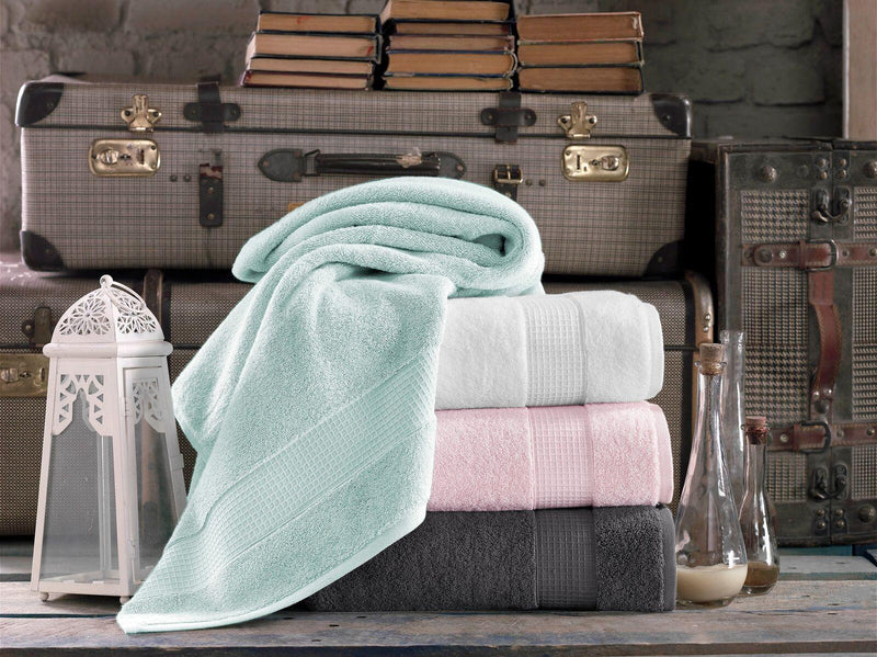 Light Turquoise Bath Towels Set - Diamond Collection 6 Pcs