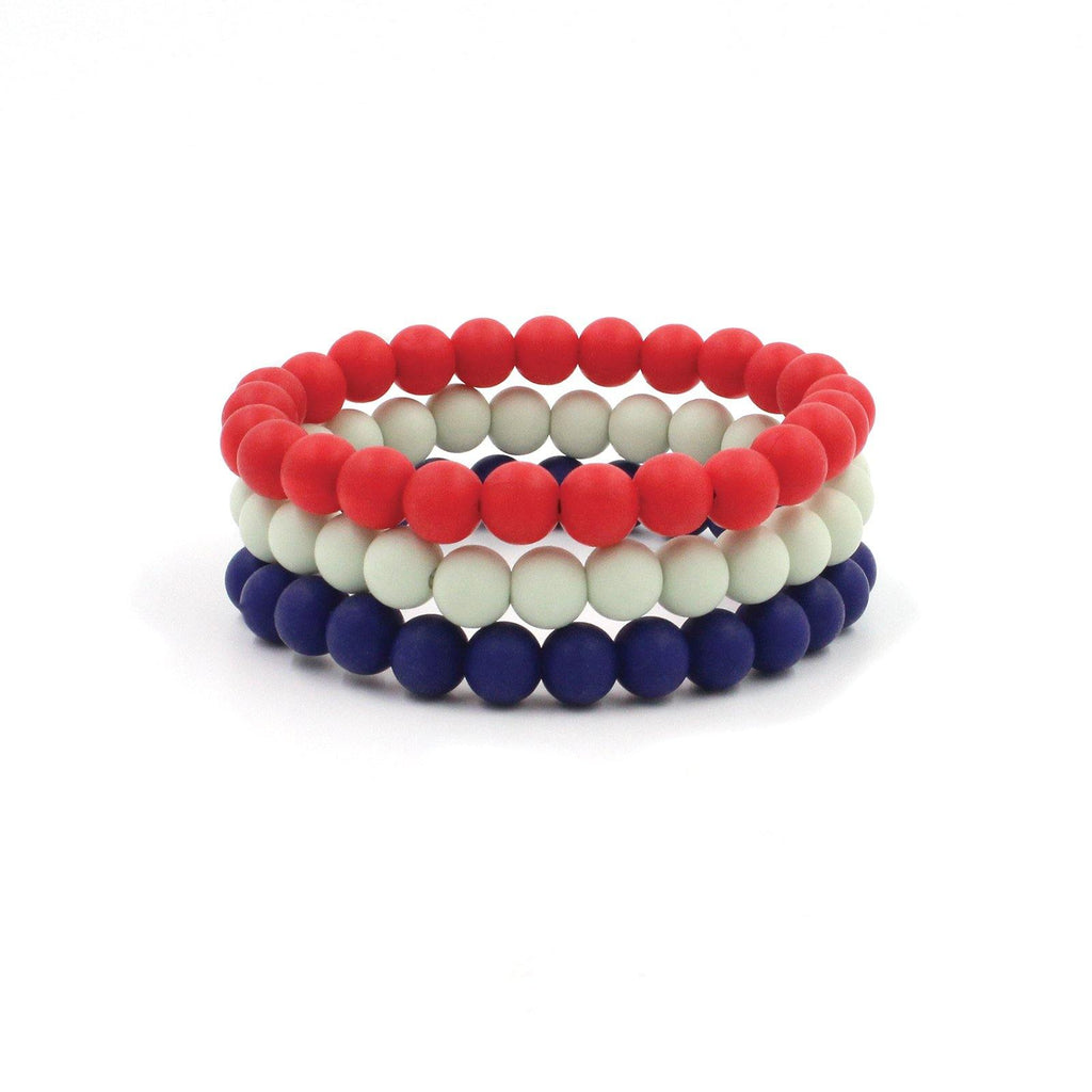 All American Set of 3 Silicon Rubber 9mm Beaded Bracelets - The Gallant Way