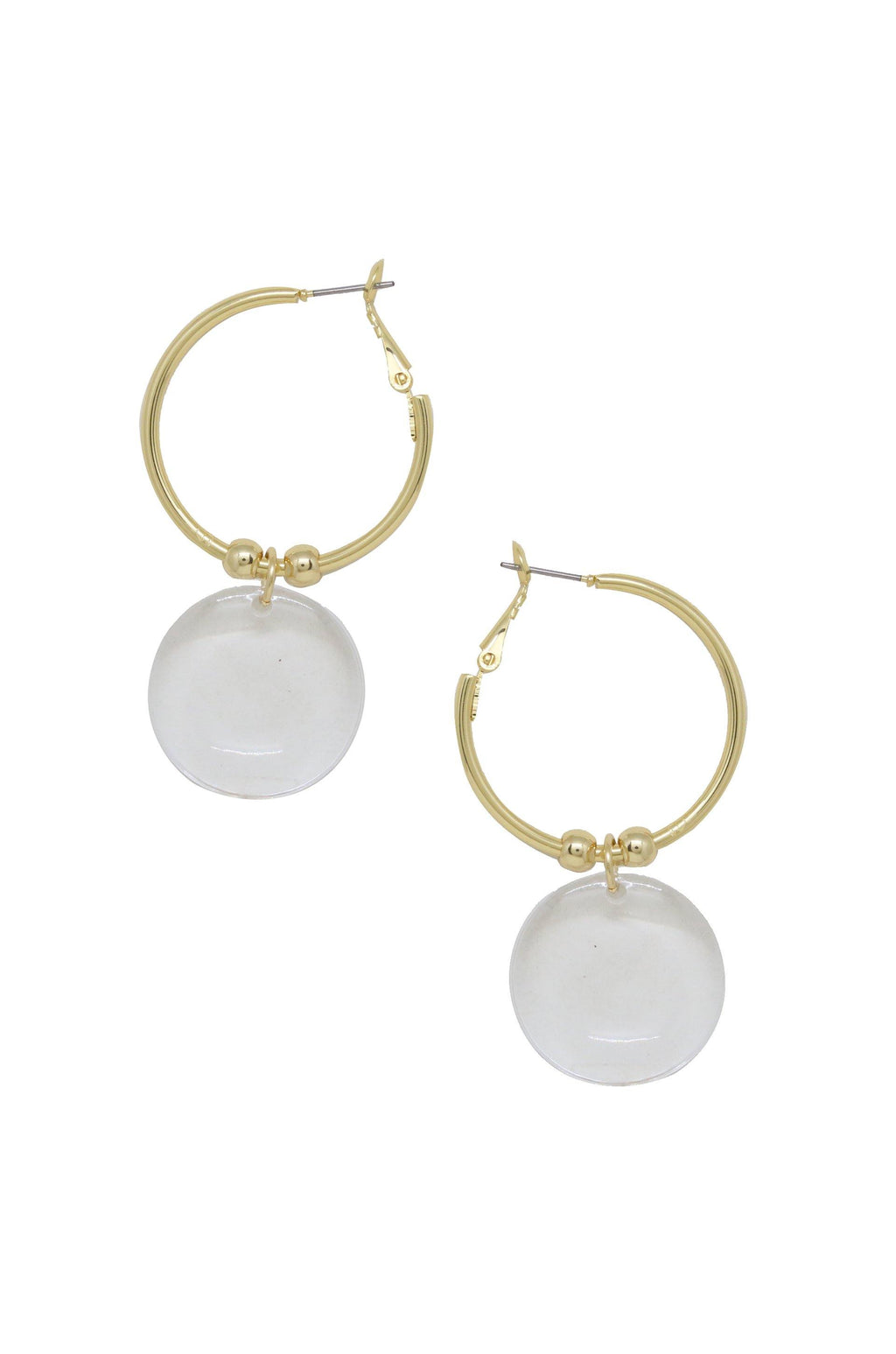 Clear Resin Circle Hoop 18k Gold Plated Earrings - The Gallant Way