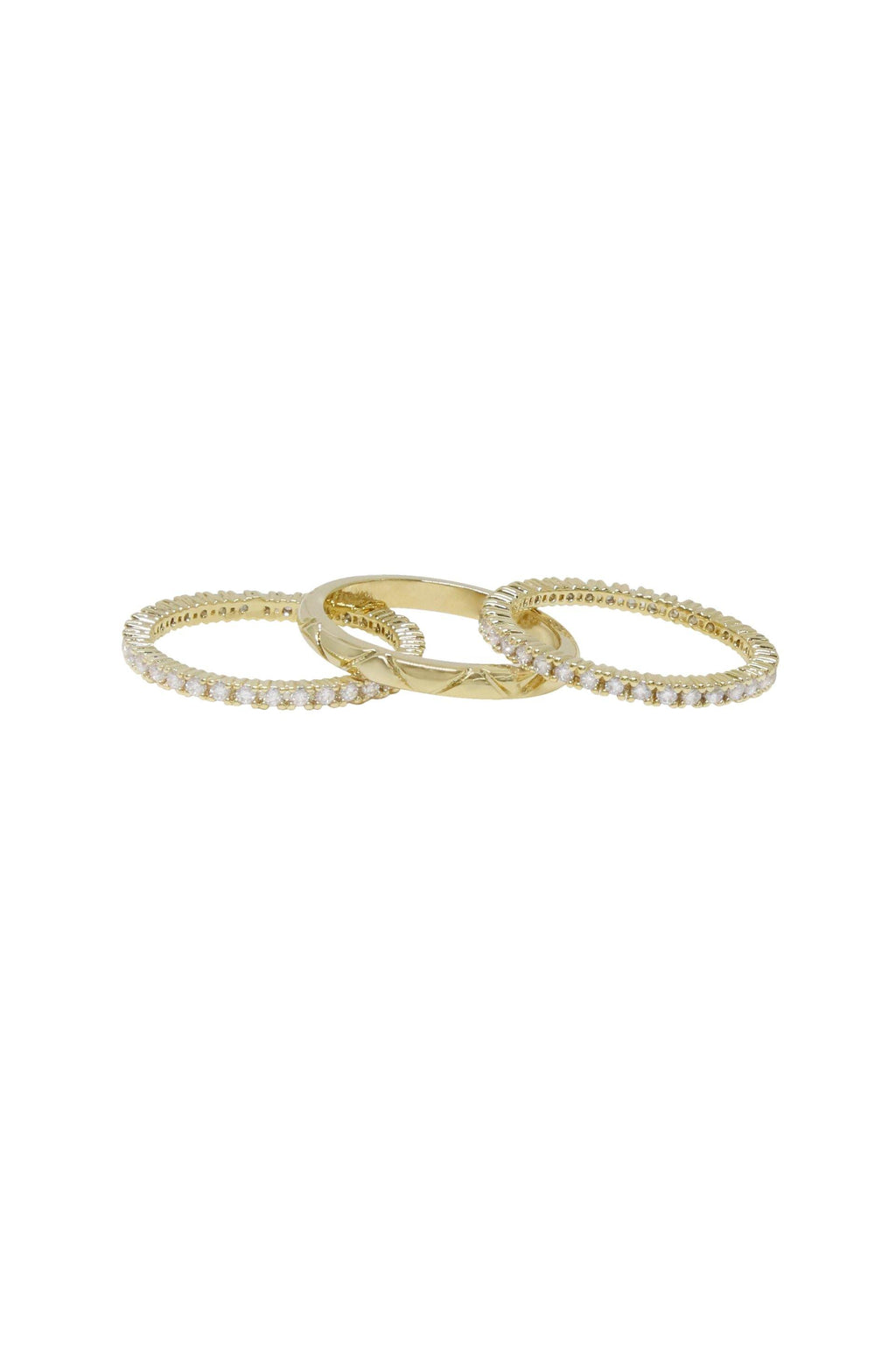 Crystal and 18k Gold Plated Band Ring Set of 3 - The Gallant Way