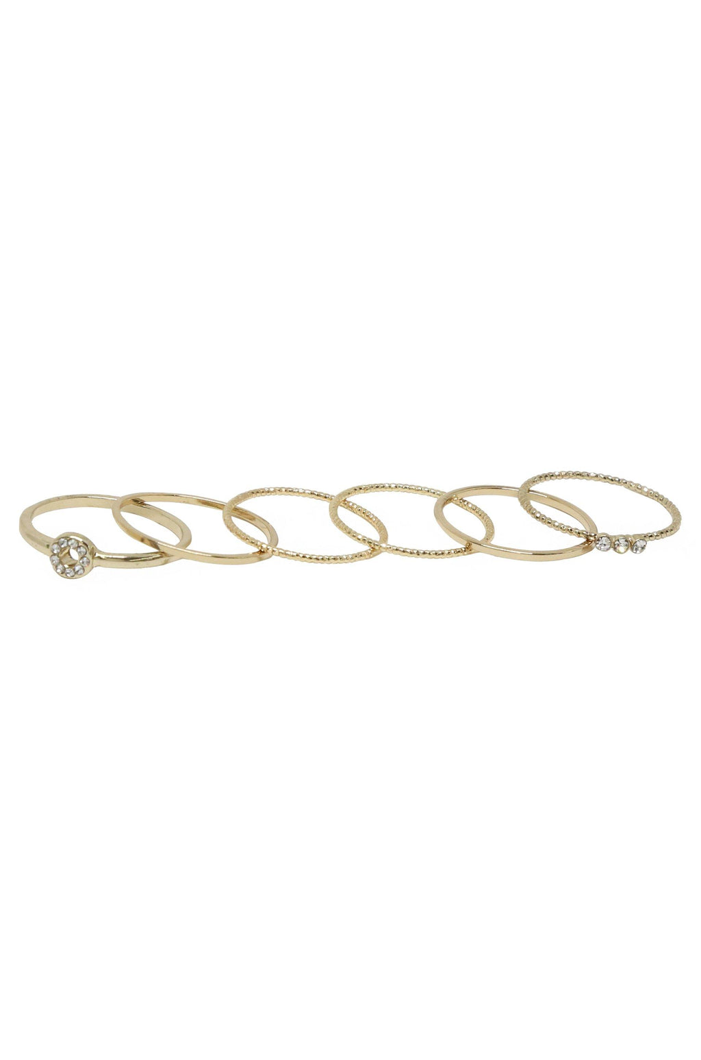 Dainty 18k Gold Plated Stacking Ring Set of 6 - The Gallant Way