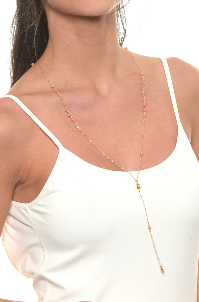 Angel Sigh Lariat in Coral and Gold