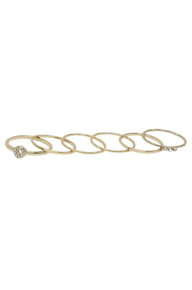Dainty 18k Gold Plated Stacking Ring Set of 6