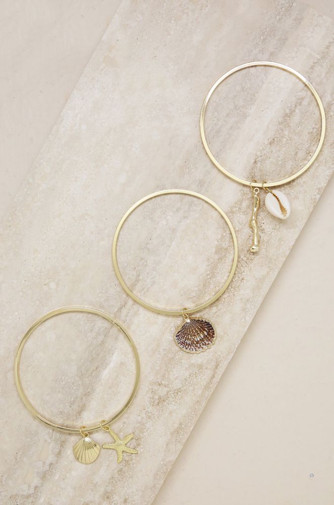 Beach Life 18k Gold Plated Bangle Set