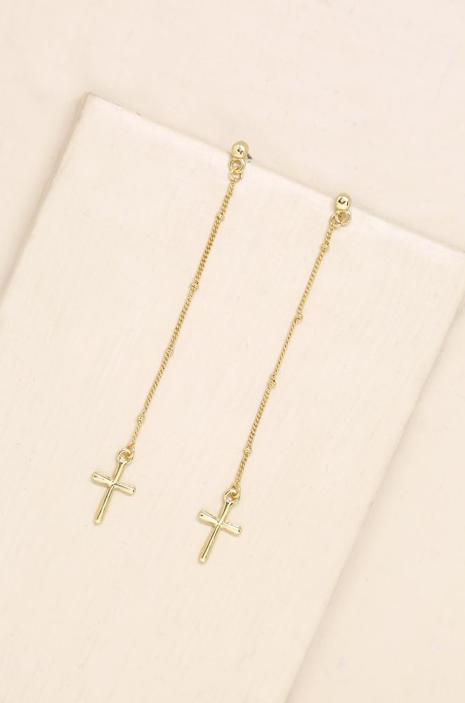 Chance and Faith 18k Gold Plated Dainty Cross Earrings