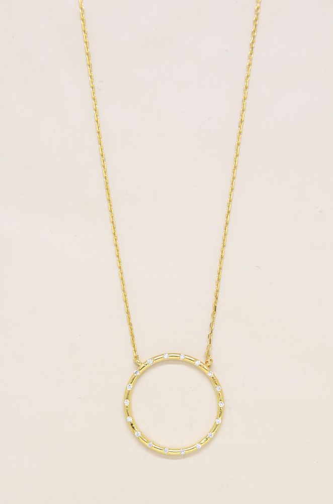 Circle of Love 18k Gold Plated Crystal Pendant Necklace