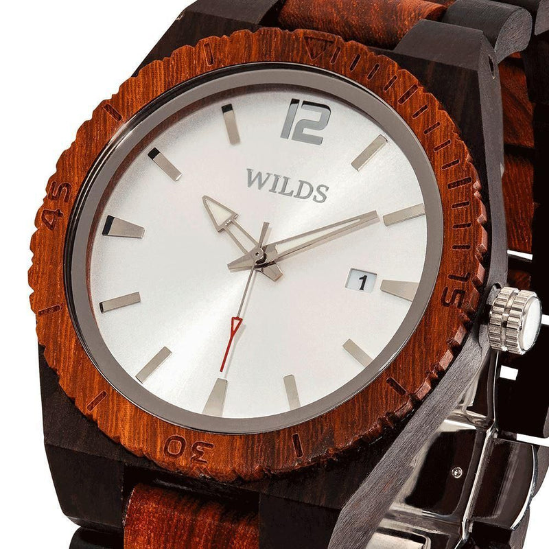 Men's Custom Engrave Ebony & Rose Wooden Watch - Personalize Your Watch