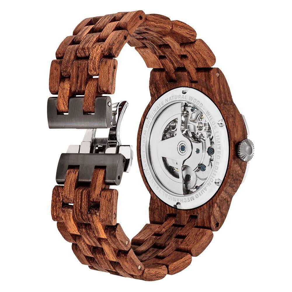 Men's Dual Wheel Automatic Kosso Wood Watch - For High End Watch Collectors