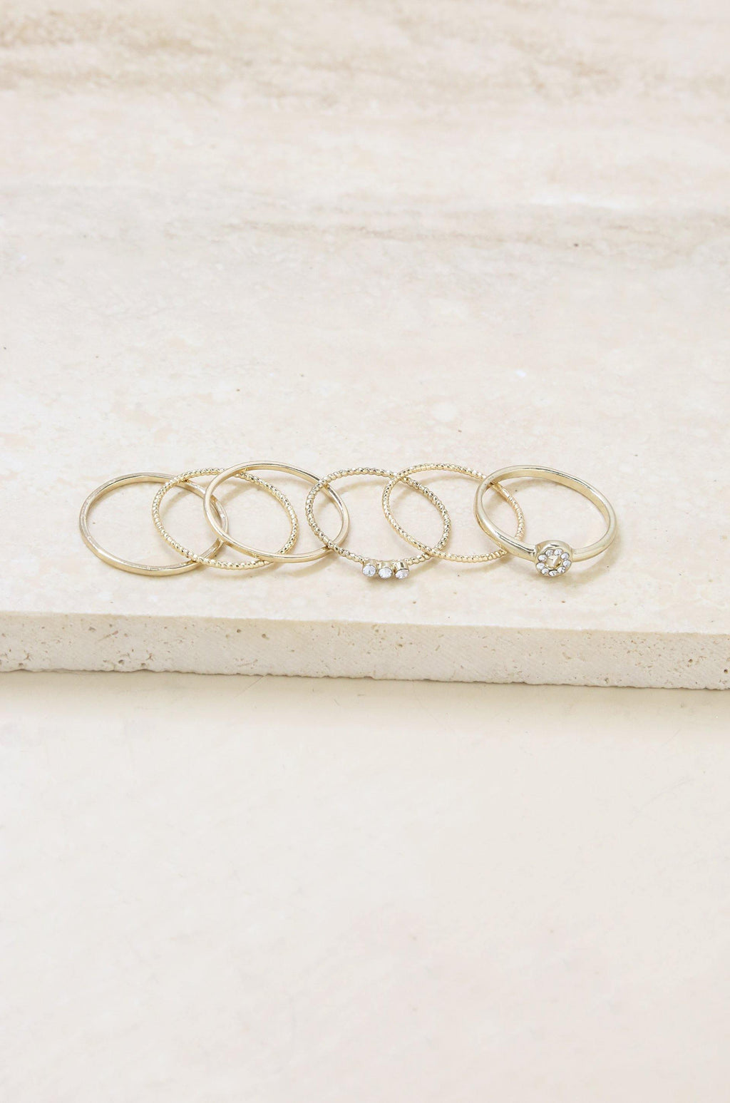 Dainty 18k Gold Plated Stacking Ring Set of 6 - The Gallant Way