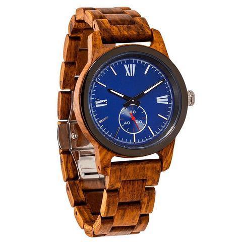 Men's Dual Wheel Automatic Zebra Wood Watch - For High End Watch Collectors