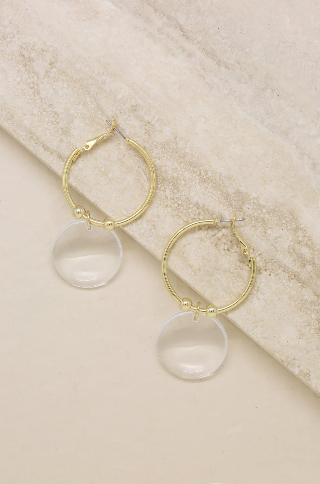 Clear Resin Circle Hoop 18k Gold Plated Earrings - The Gallant Way
