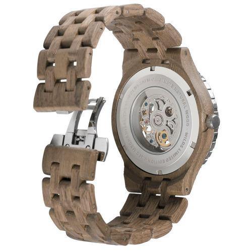 Men's Wood Watch Walnut Premium Automatic Transparent Body   3